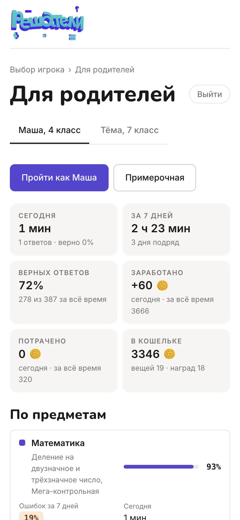 Панель родителя
